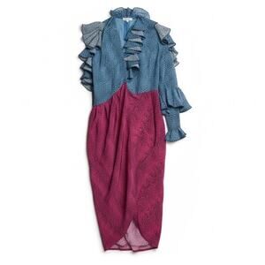 Philosophy di Lorenzo Serafini Ruffle Printed Wrap Midi Dress Open Back S